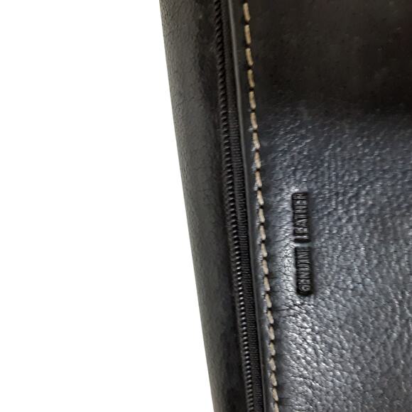 Fossil Trifold Wallet Black Genuine Leather Fold Over Travel Wallet Card Case - Picture 3 of 9